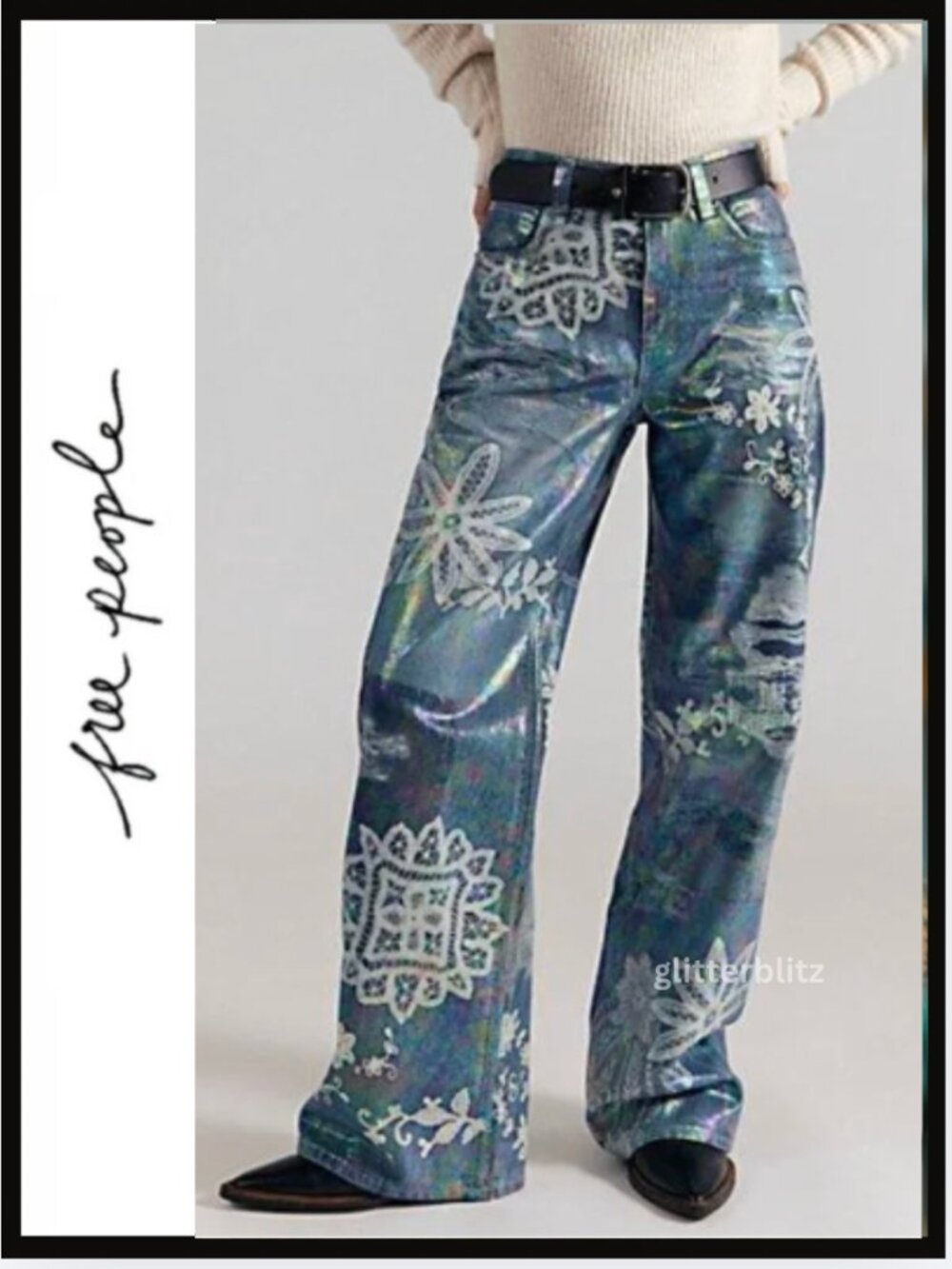 Free People Tinsley Printed High-Rise Illusions Jeans
